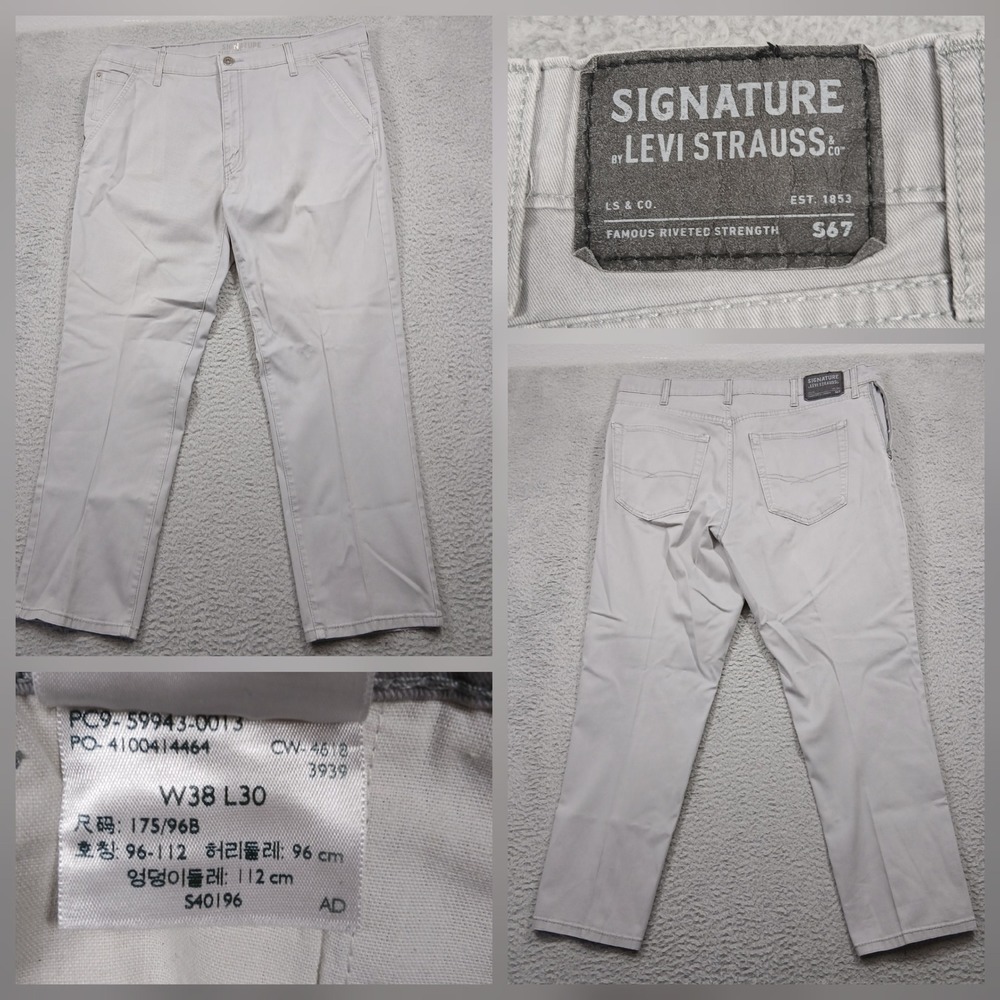 Signature by Levi Strauss Pants Men's 38x30‎ Light Gray Straight Fit